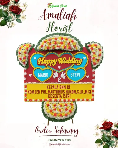 Karangan Papan Bunga Pernikahan di Ambarjaya